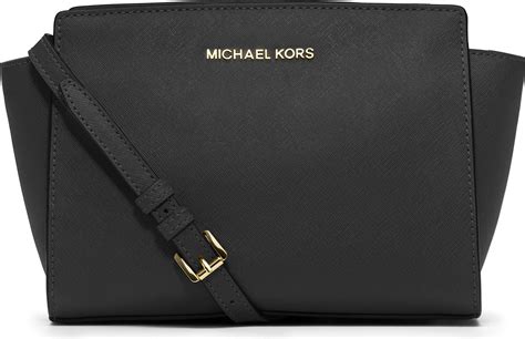 michael kors selma messenger medium black crossbody bags|selma saffiano leather crossbody bag.